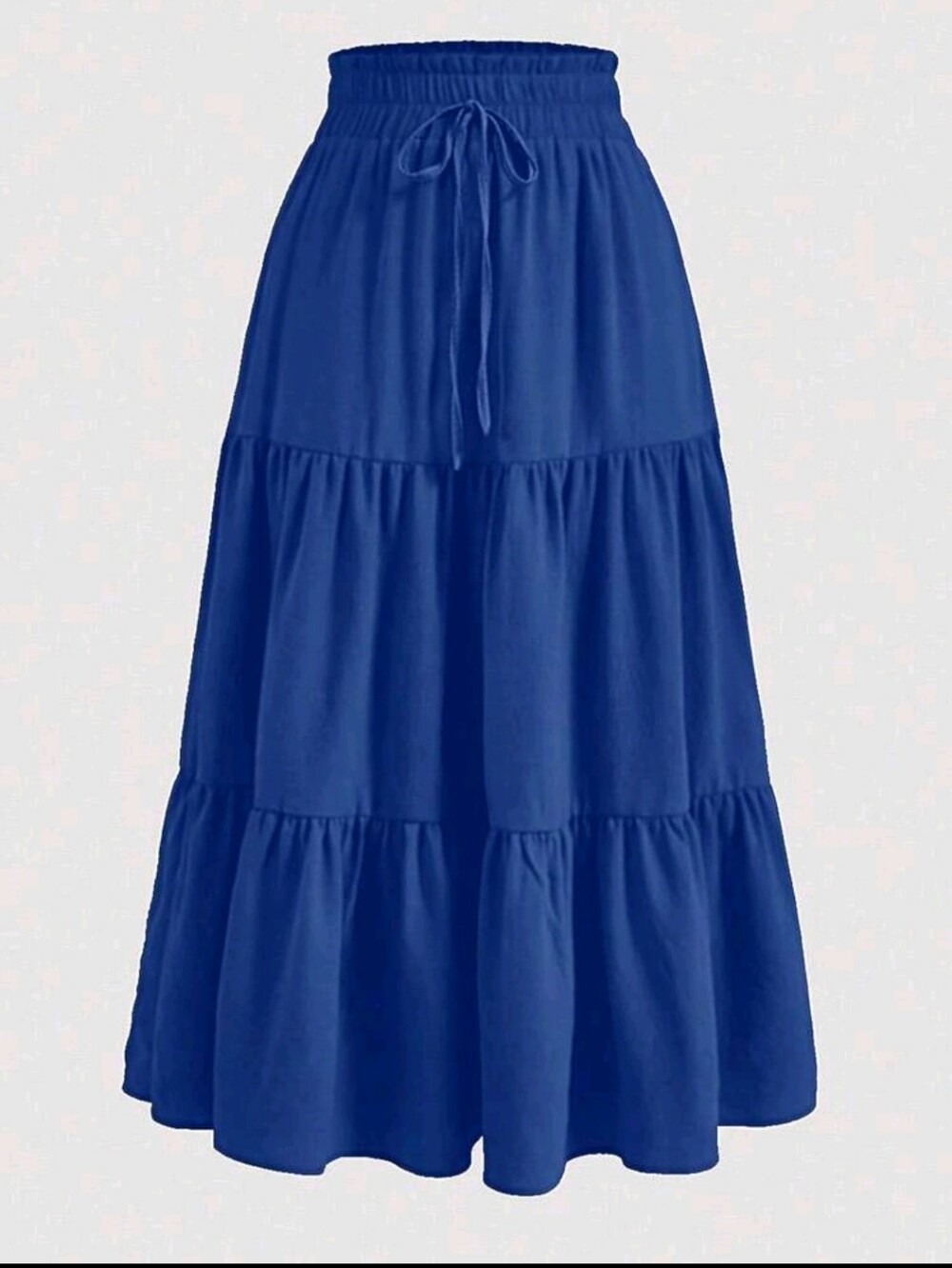 SHEIN Cobalt Blue Tiered Maxi Skirt with Drawstring Waist